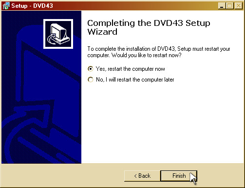 Completing the DVD43 Setup Wizard