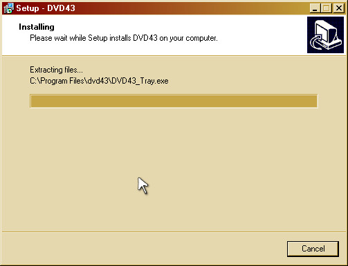 Please Wait While Setup installs DVD43 on Your Computer