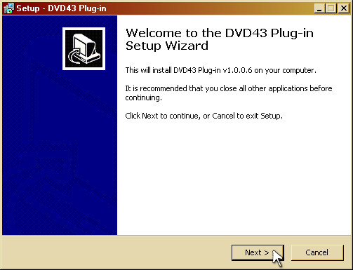 Welcome to the DVD43 plug-in setup wizard
