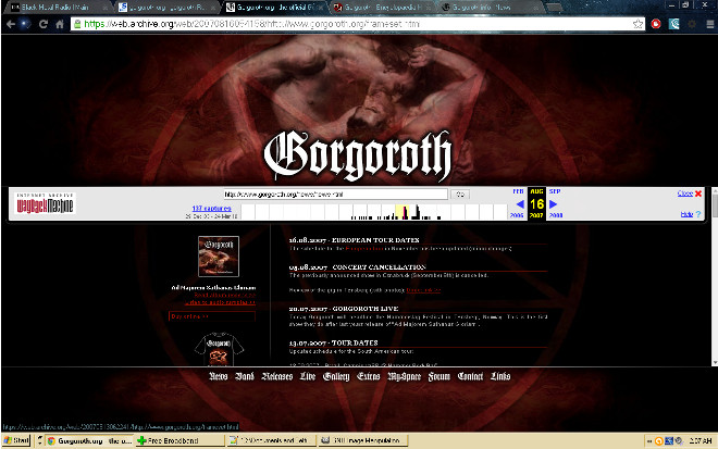Wahres Norwegisches Schwarzmetall. Der offizielle Netzplatz von Gorgoroth so wie er was im Jahre 2007