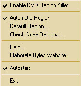 Image of DVD Region Killer menu