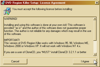 DVD Region Killer Licence Agreement