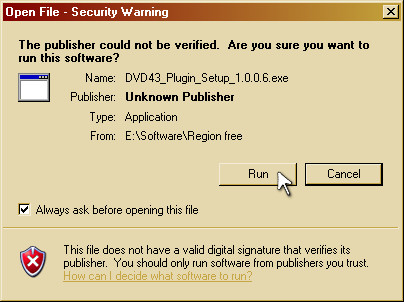 The publisher could not be verified. are you sure you want to run this software?