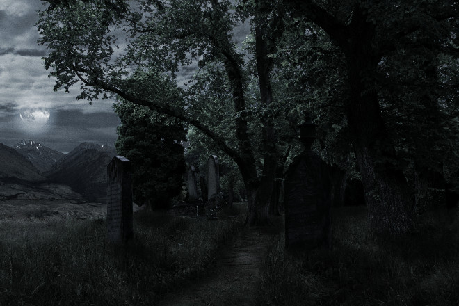 Dark Graveyard by Moonlight